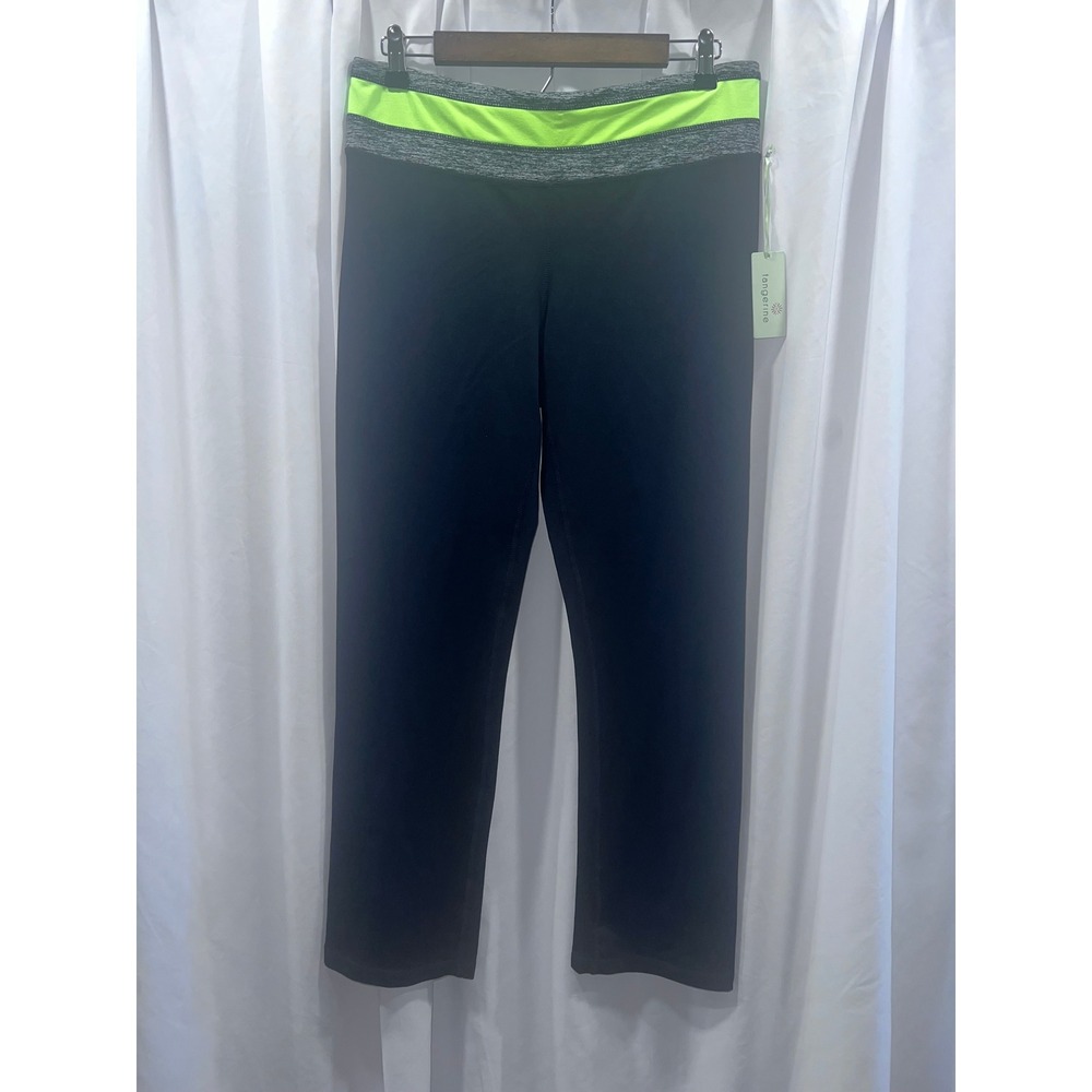 Tangerine Womens Black Neon Green Activewear Leggings Zipper Pocket Size Large